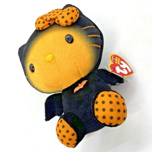 Hello Kitty Halloween Bat By TY Beanie Babies Orange & Black 6" Plush Toy NWT - Picture 12 of 12